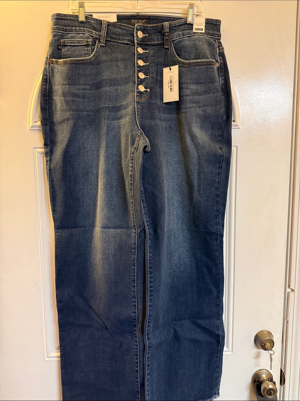 Judy Blue Dark Blue High-Rise Wide Leg Jeans with Button-Fly